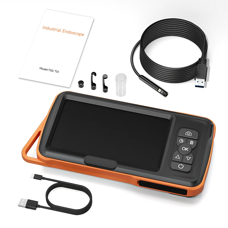 

Ручная промышленная эндоскопическая камера, 5-дюймовый IPS-экран со съемной конструкцией, двойная камера для осмотра HD 8 мм 1080P для труб