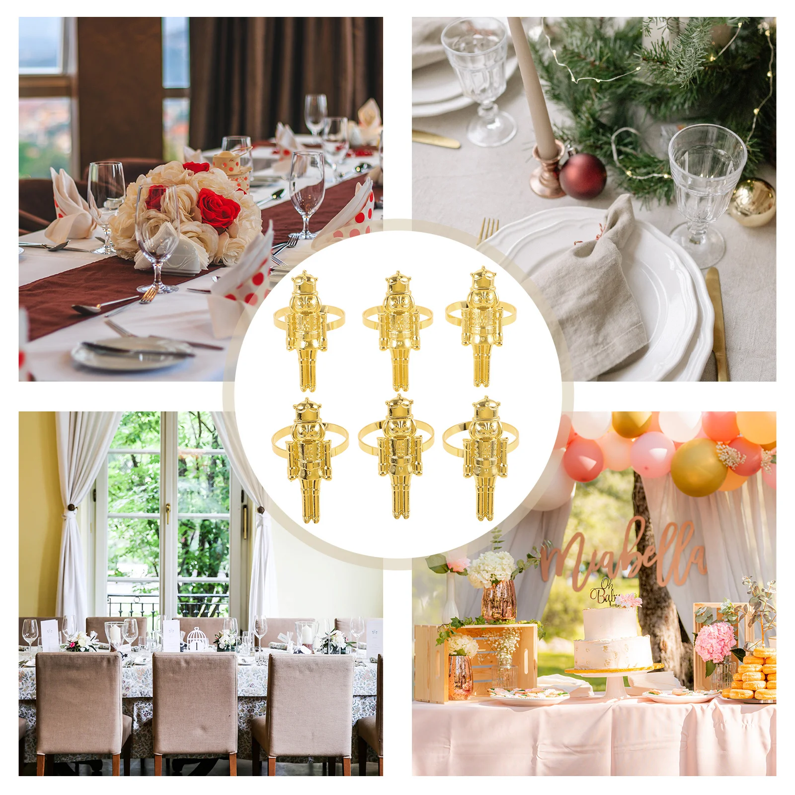 6шт Сервировочные кольца для салфеток в виде орехорезов