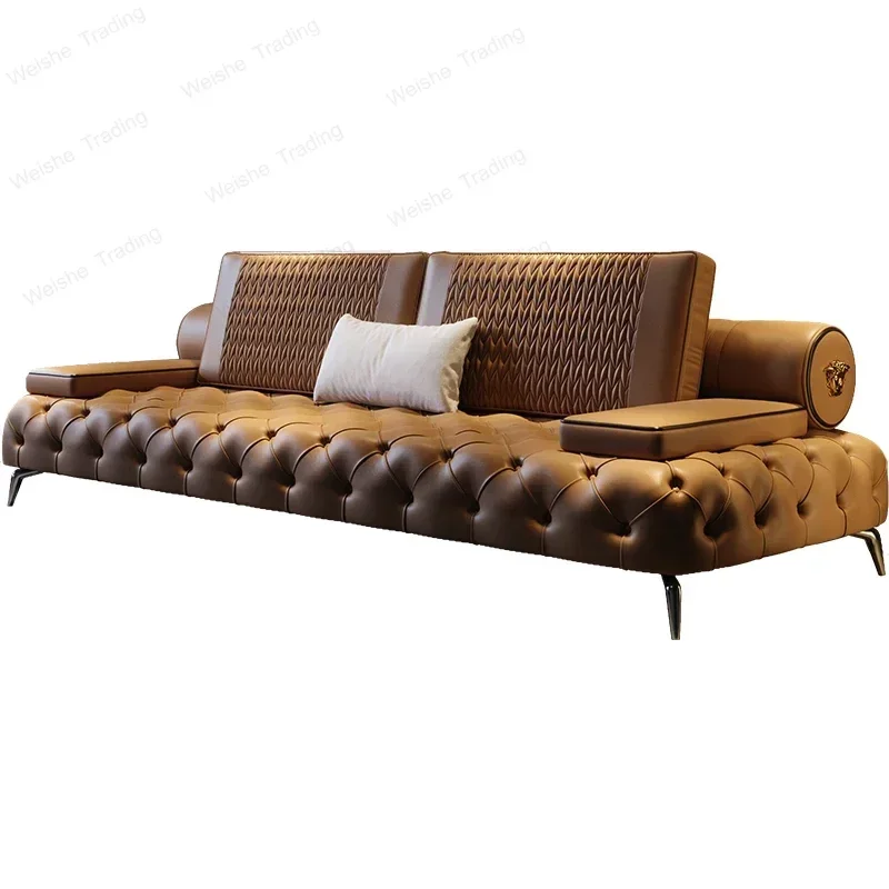 

Armrest Large Filler Sofas European Brown Wood Modern Floor Salon Couch Recliner Luxury Nordic Divano Soggiorno Home Furniture