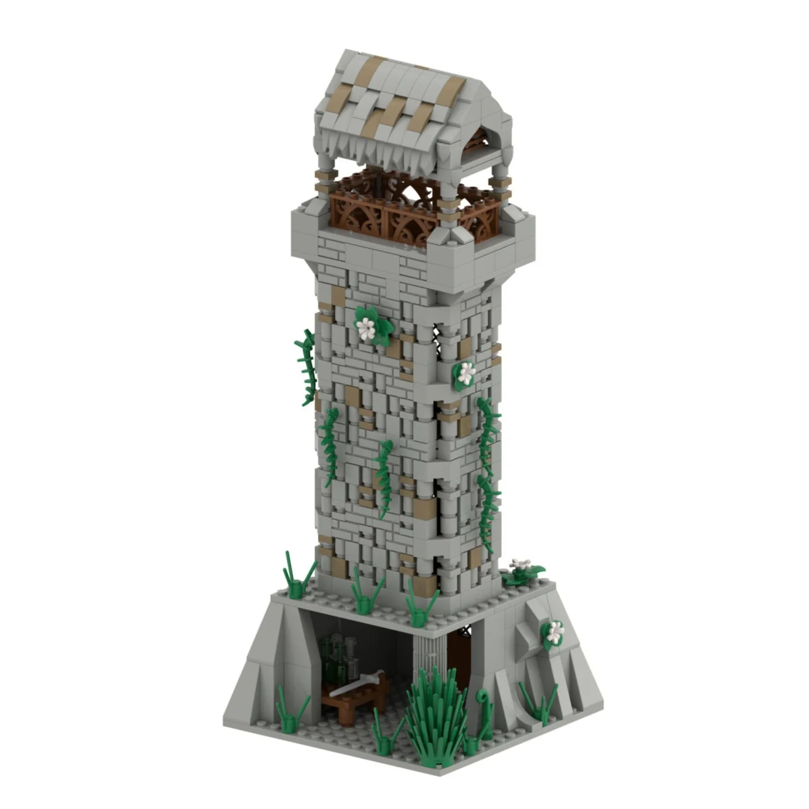 Совместимые мини-строительные блоки, набор средневековых сцен, фортесса, волшебник, наблюдательная башня