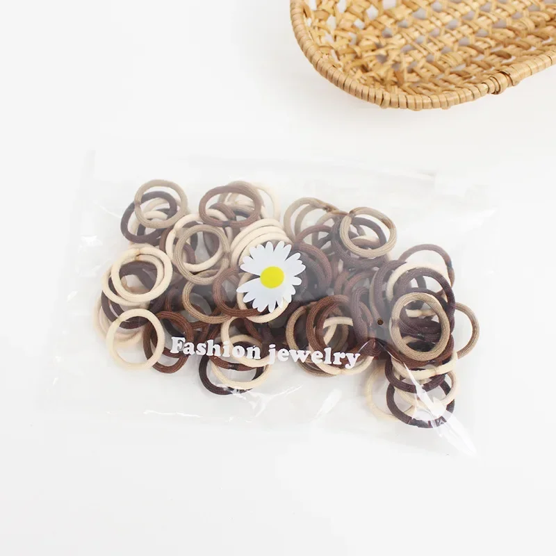 100pcs Chrysanthemum Pocket Small Rings Mini Thumb Hair Rings Baby Small Elastic Cords Not Damaging Head Rope 2cm Elasticity