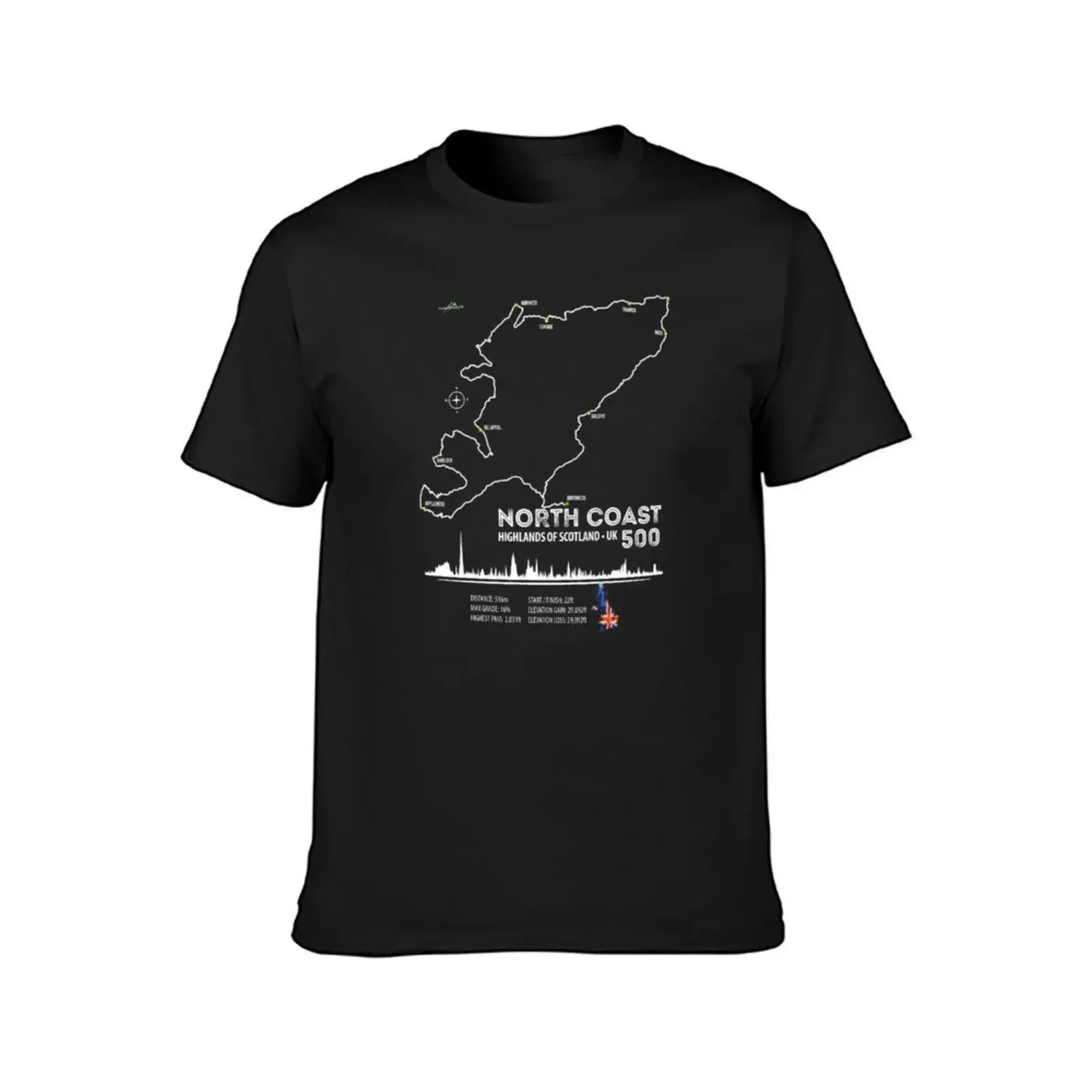 NC500 North Coast 500 Scotland NC 500 Road Trip Motorcycle Sports Car Camper Trail Map Art Print T-Shirt Blouse outfits for men