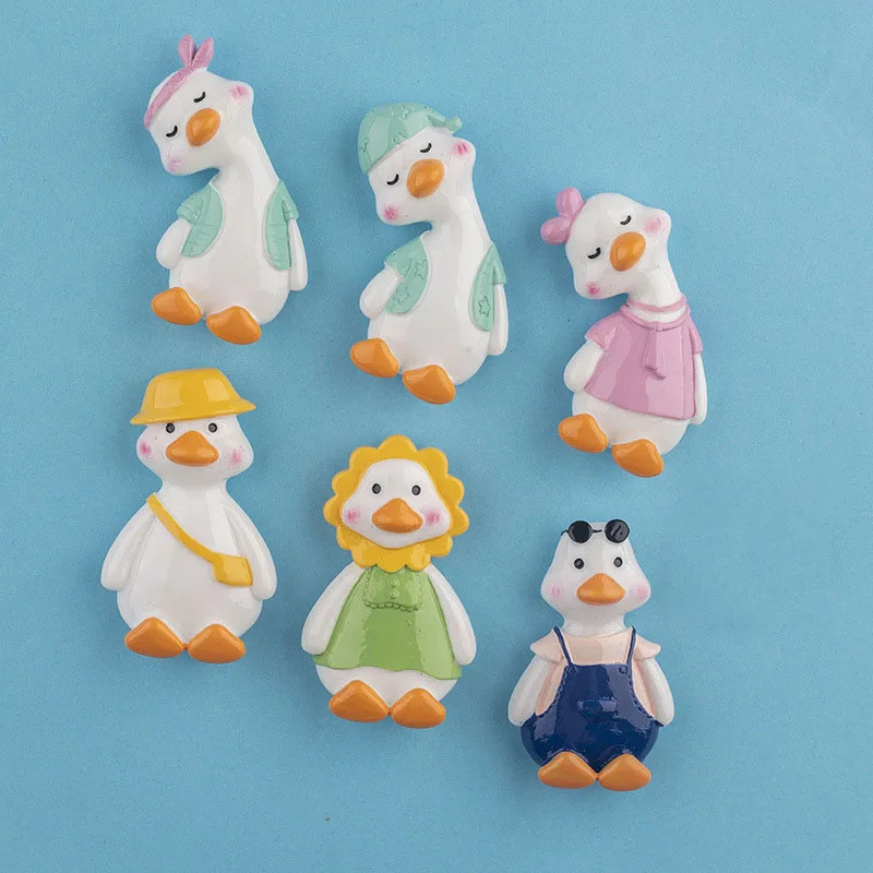 Simple Creative Cartoon Cyber Star Cute Crooked Necked Duck magnetic Resin Refrigerator Sticker Stereoscopic Magnetic Attraction