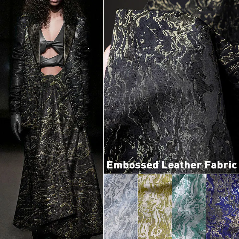 

50*145cm Wave Lava Weave Jacquard Fabric Shiny Glossy Heavy Embroidery Texture Designer Fabric For Sewing Coat Jacket Pants