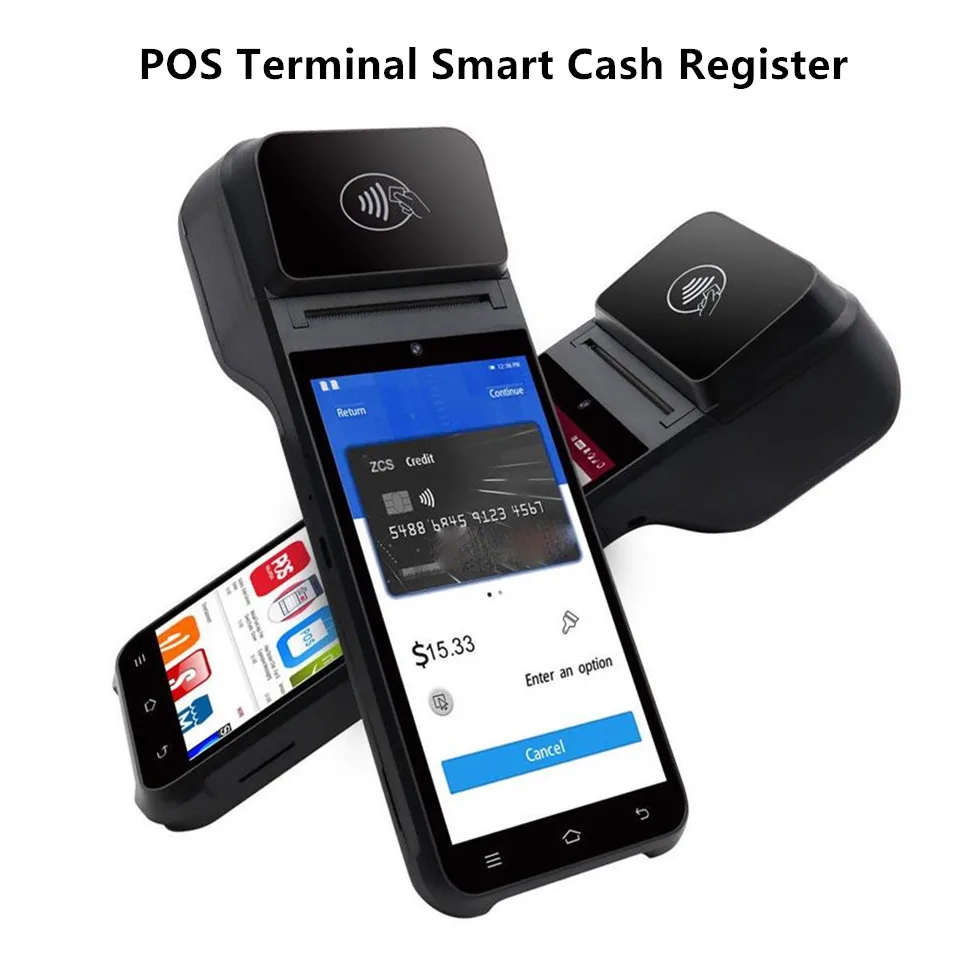 شاشة 5.5 بوصة تعمل باللمس 4G أندرويد 12 POS محطة المساعد الشخصي الرقمي الذكية ماكينة تسجيل المدفوعات النقدية مع 58 مللي متر طابعة الإيصالات الحرارية قارئ NFC الماسح الضوئي #1