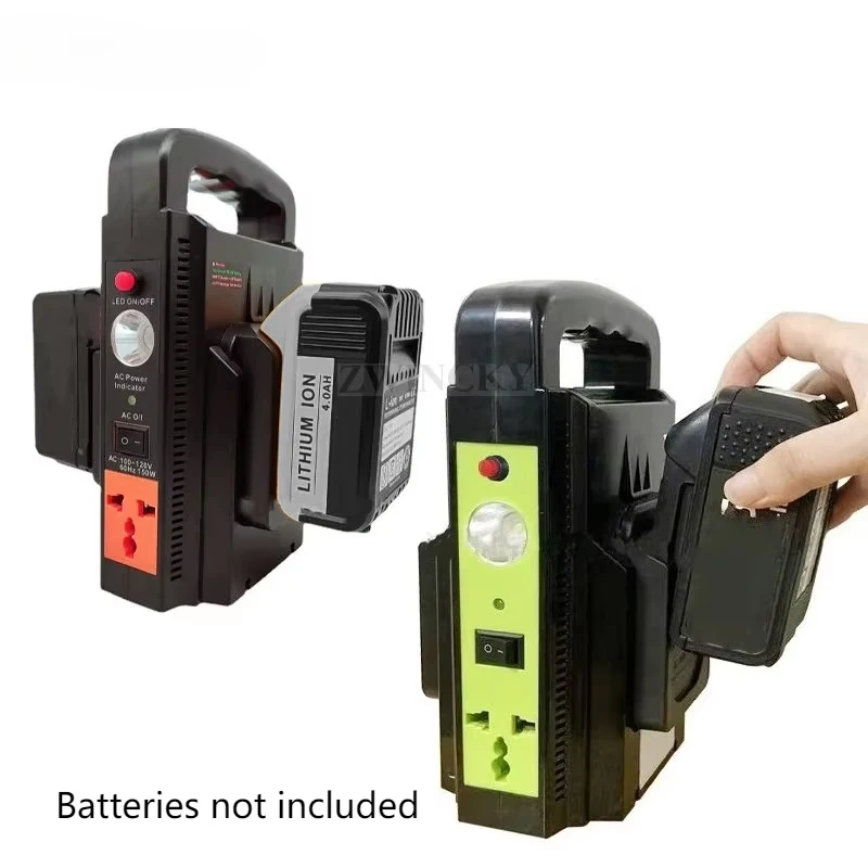 

Для Makita/DeWalt/Milwaukee/Bosch 18 В аккумулятор 150 Вт двухканальный инвертор мощности 110 В 220 В открытый мобильный инвертор литиевой батареи