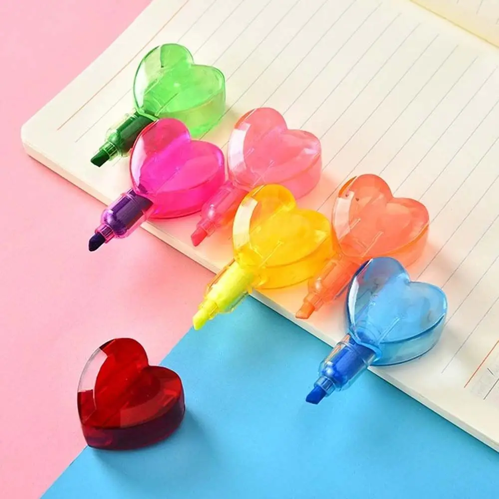 

In 1 Office Supply Writing Tool Stationery Pen Heart And Bear Shape Highlighter Marker Pen Rainbow Colored Pens Fluorecent Pen