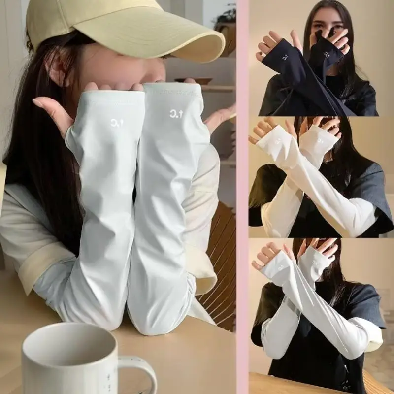 Cooling Sunscreen Ice Silk Arm Sleeves UV Protection Lightweight for Summer Cycling Driving Golf Outdoor Work