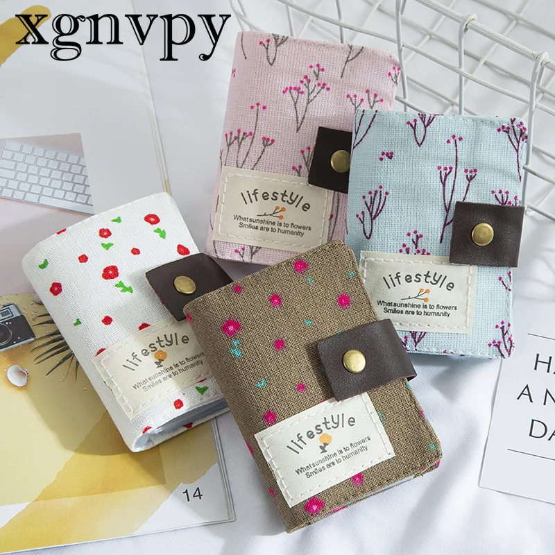 xgnvpy Korean version of the new pastoral floral canvas card holder women multi card bag student credit card bag