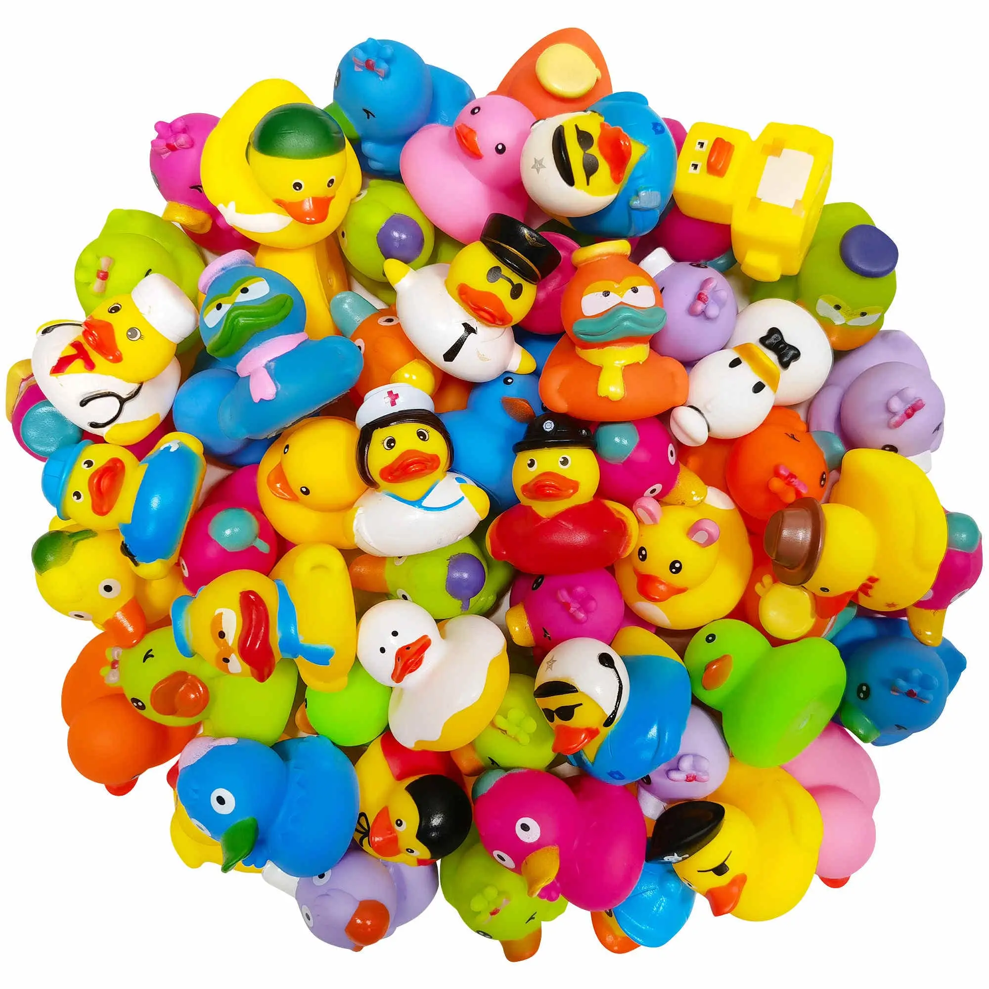 1-100pcs Rubber Ducks in Bulk,Assortment Duckies for Jeep Ducking Floater Duck Bath Toys Party Favors