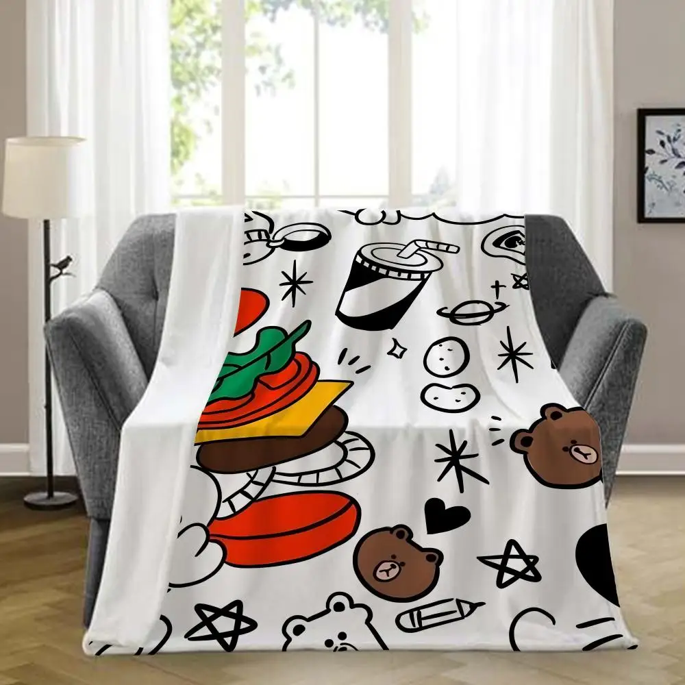 

Hamburger print Throw Blanket Aesthetic Art Flannel Blanket Portable Home Travel Camping Sofa Picnic Thickening Flannel Blanket