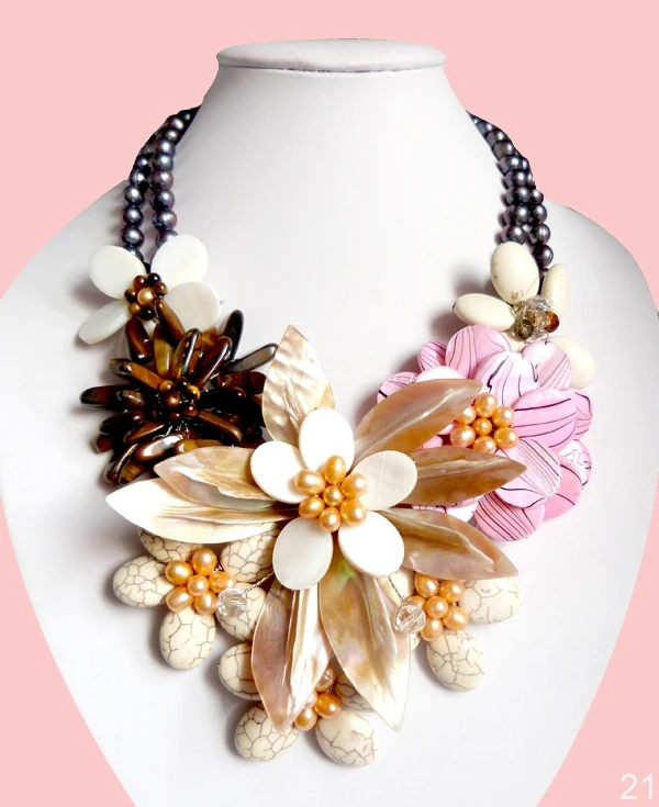 Fashon Wedding Beads Jewelry Shell Flower Necklace 20