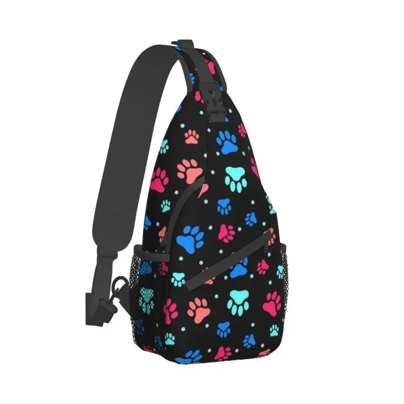 Cool Paw Prints Color Crossbody Sling Backpack Men Animal Dog Paw Shoulder Chest Bags for Traveling