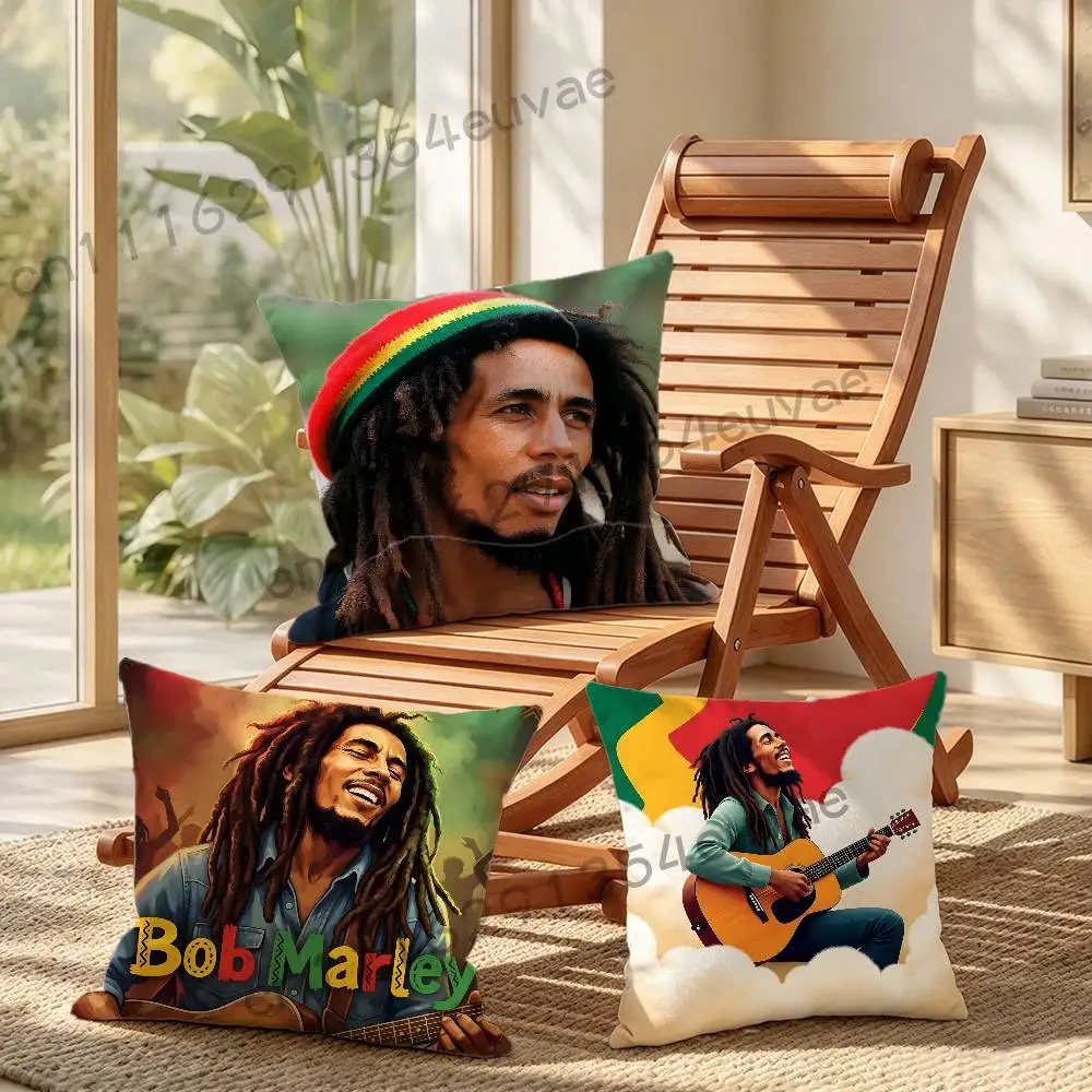 Reggae Music Singer B-Bob Marley Pillow Cushion Cover Pillowcase Living Room Sofa Home Decor Customized Cartoon