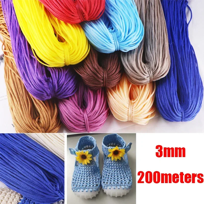 200g 3mm Nylon Cord Hollow Line Macrame Rope DIY Hand-Woven Bracelet Braided Handicrafts Thread