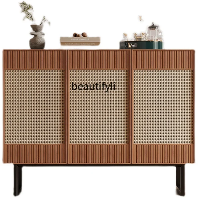 

Modern Solid Wood Rattan Sideboard Cabinet Shoe Hallway Wine Cabinet Side Cabinet Home Tea Cupboard