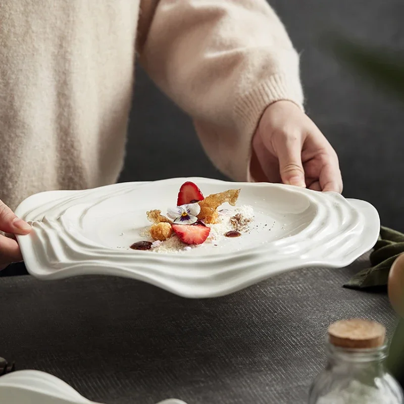 Special-shaped Ceramic Artistic Conception Dish Featured Hotel Western Food Steak Plate Pasta Plate Kitchen Fruit Salad Plate