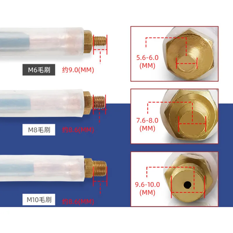 10PCS M6/M8/M10 Copper Head Weld Brushes For Weld Seam Bead Joint Cleaning Polishing Machine Welding Seam Cleaner