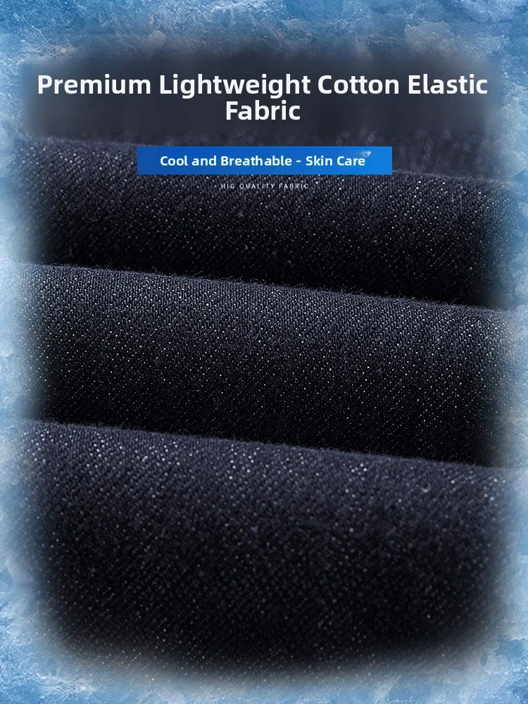   اللون الأصلي جينز رجالي صيفي رقيق أمريكي كاجوال فضفاض مستقيم الساق سروال طويل مريح مقاوم للاهتراء