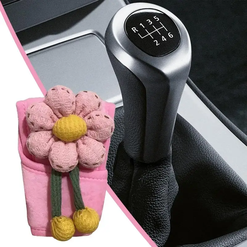 Flower Car Interior Protector Gear Cover Gear Head Shift Knob Cover Soft Auto Gear Shifts Knob Cover For Car Decoration