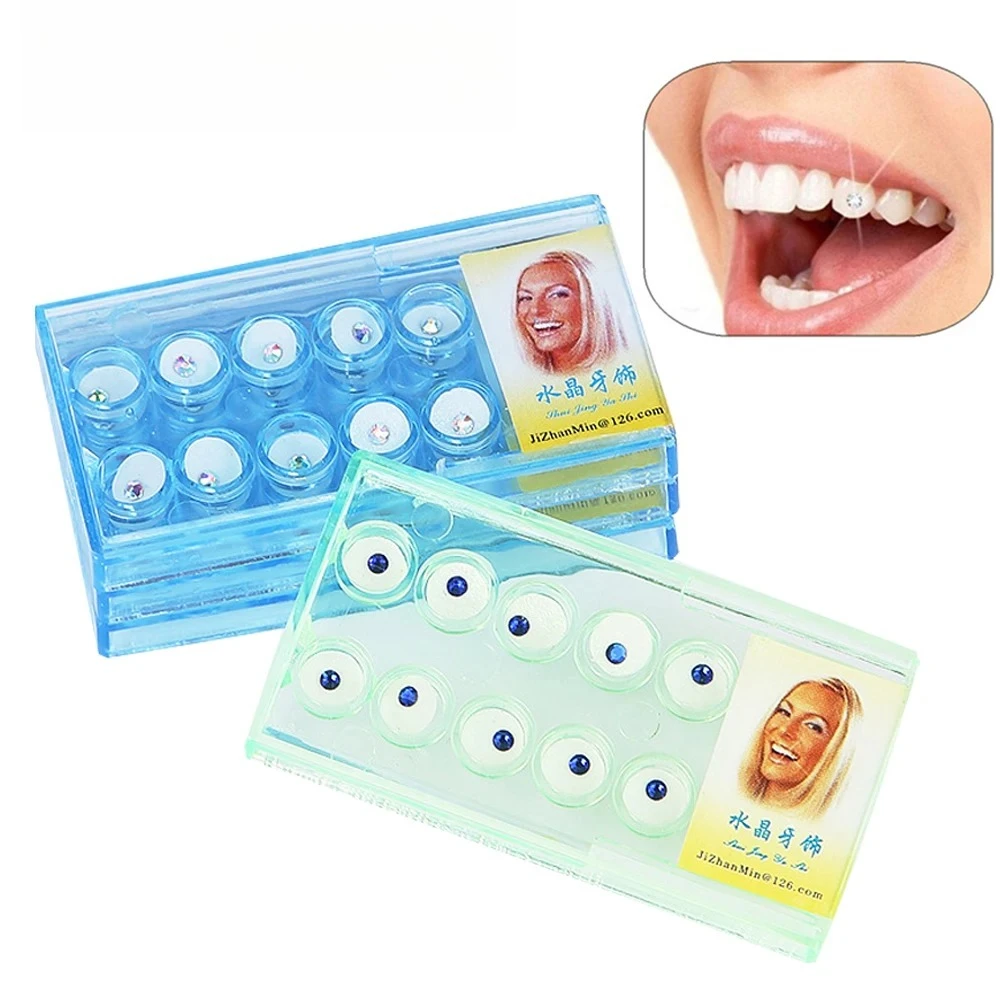 10Box Teeth Decoration Dental Diamond Crystal Ornament Jewelry Gem Tooth Material Teeth Whitening Beautiful Shining Oral Hygiene