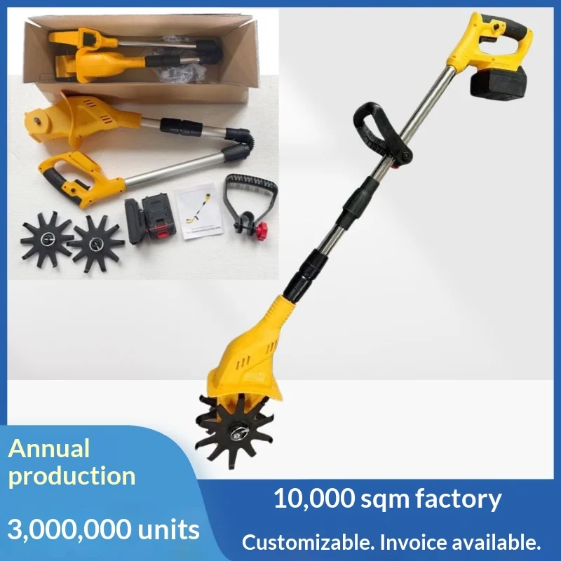 hit productCross-border Hot-selling Yellow Black Lithium Battery Tiller Household High-power Electric Rechargeable Small-scale S