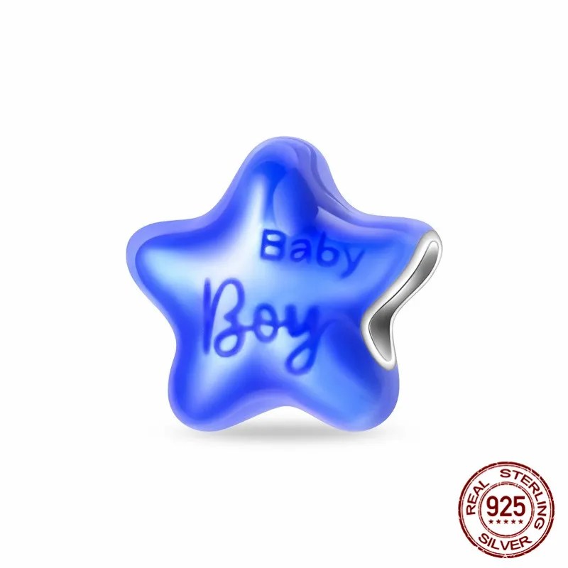 

925 Sterling Silver Blue Star Pendant Beads Inlaid with Zircon Paired with an Original Bracelet DIY Womens Jewelry