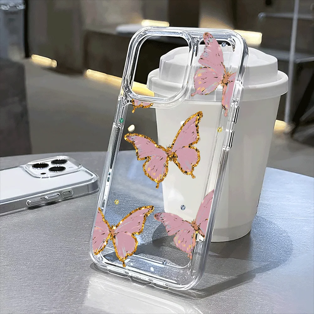 

Painted Butterfly Clear Case for iPhone 16, 16 Pro, 16 Pro Max, 16 Plus to iPhone 11, 12, 13, 14, and 15 series.