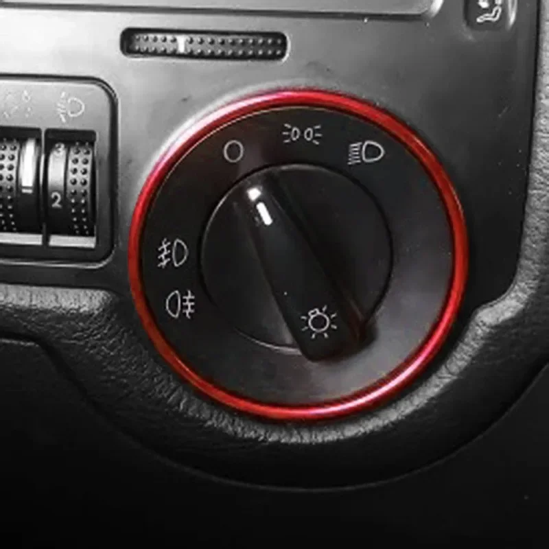 폭스바겐 VW 골프 제트 MK5 MK6 파사트 B6 B7 CC 투란 티구안용 자동차 헤드라이트 스위치 장식 프레임 트림 링 스티커