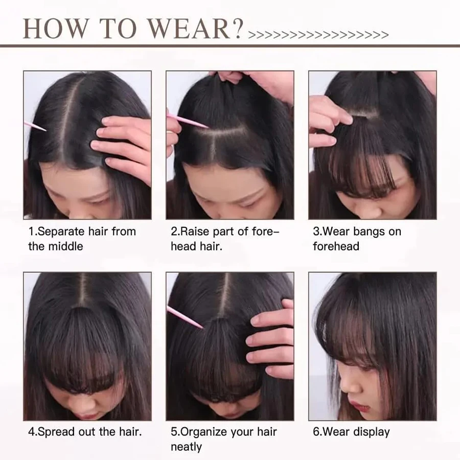 synthetic short bangs with temple Natural Forehead Ins Hair Fake Fringes Air Bangs Wig Female Piece Real Comic Flush Bangs
