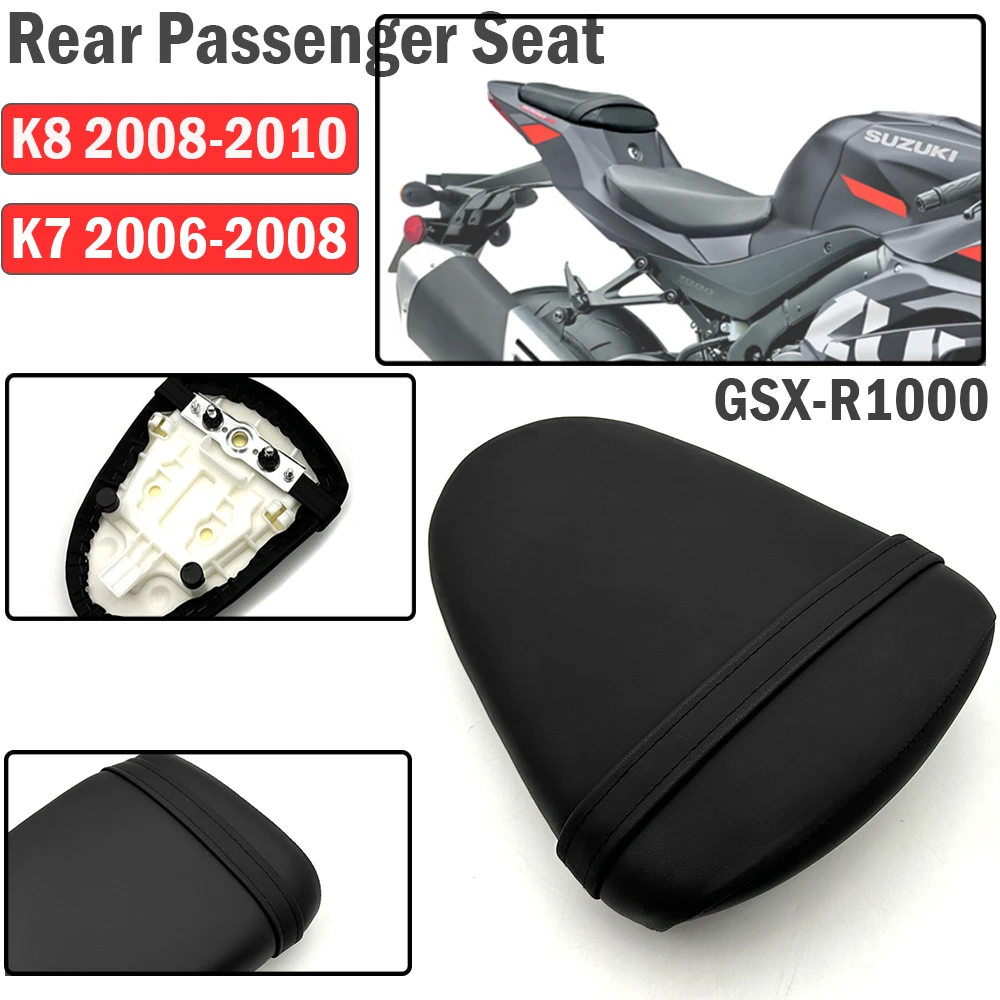 

Motorcycle Accessories Black Rear Passenger Seat Cushion Pillion For SUZUKI GSX-R 1000 GSXR1000 K7 K6 2006-2008 K8 2008-2010