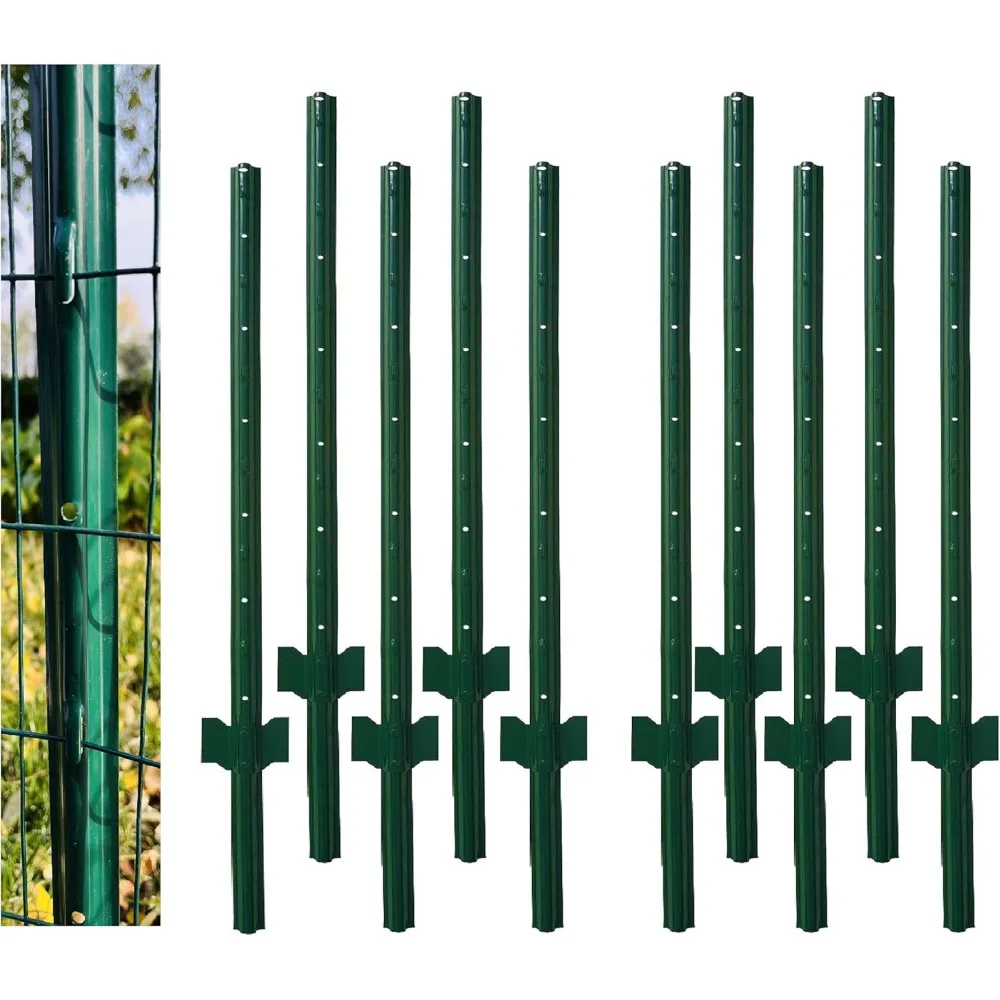 

4 Feet Green Metal Fence Posts, Pack of 10 for 36 Inch High Welded Wire Garden Fence
