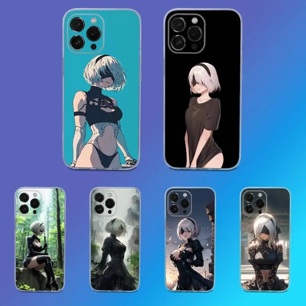

2b-Niers A-Automata Game Phone Case For iPhone 16,15,14,13,12,11 Pro,Max,Plus,X,XS,XR,SE,Mini Transparent Silicone Soft