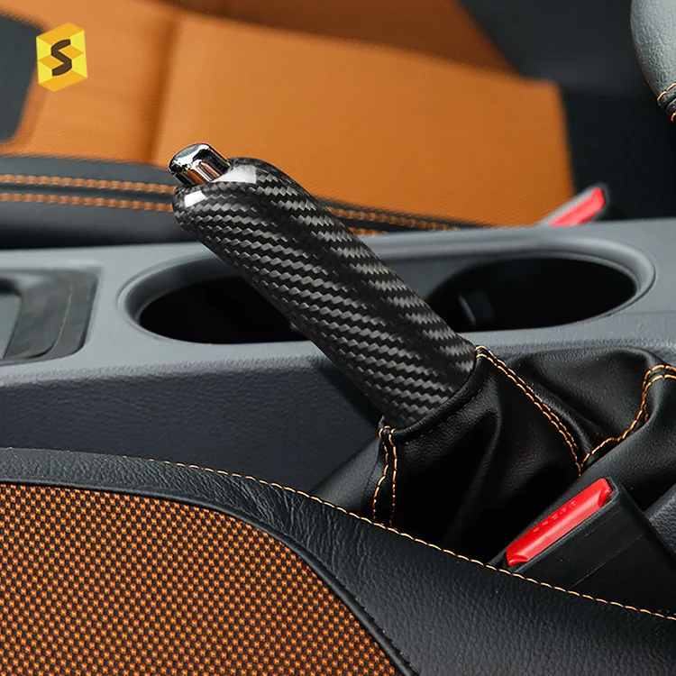 

ES Car Interior Hand Brake Replacement Accessories Trim Real Carbon Fiber Handbrake For Ford Ranger Accessories