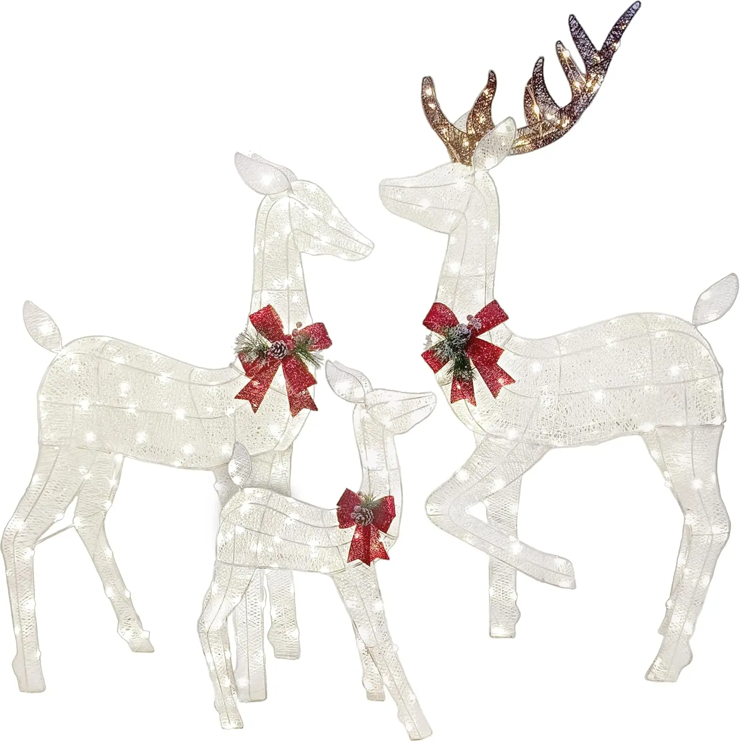 3-Piece Christmas Decoration Deer Series, 360 LED Luminous Reindeer Courtyard Light, Courtyard Garden Lawn