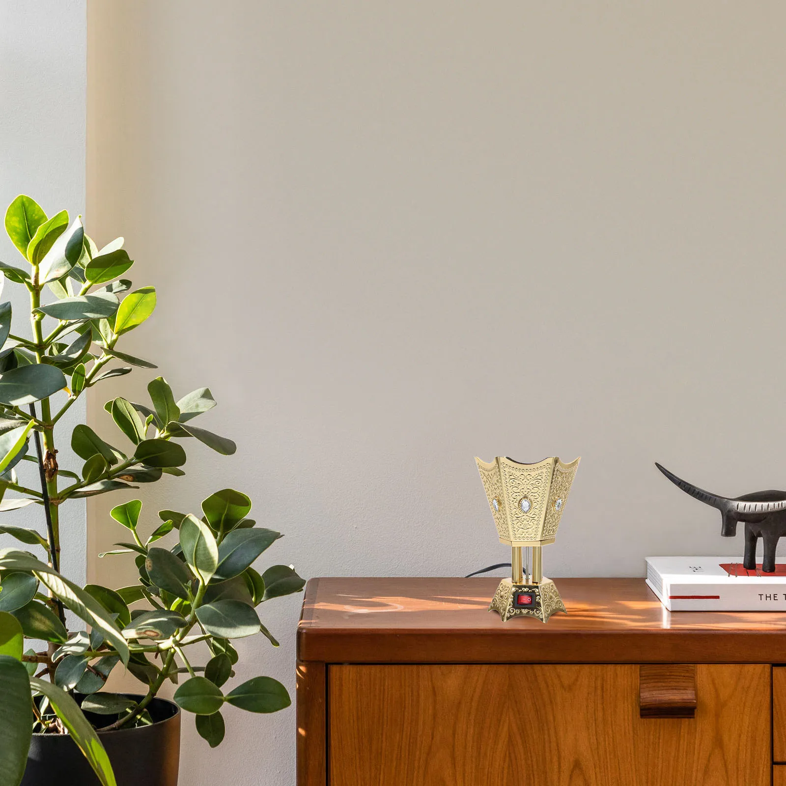 

Electric Incense Burner Lightweight Vintage Metal Incense Stove for Home Cabinet Study Office Us Plug Censer Holder