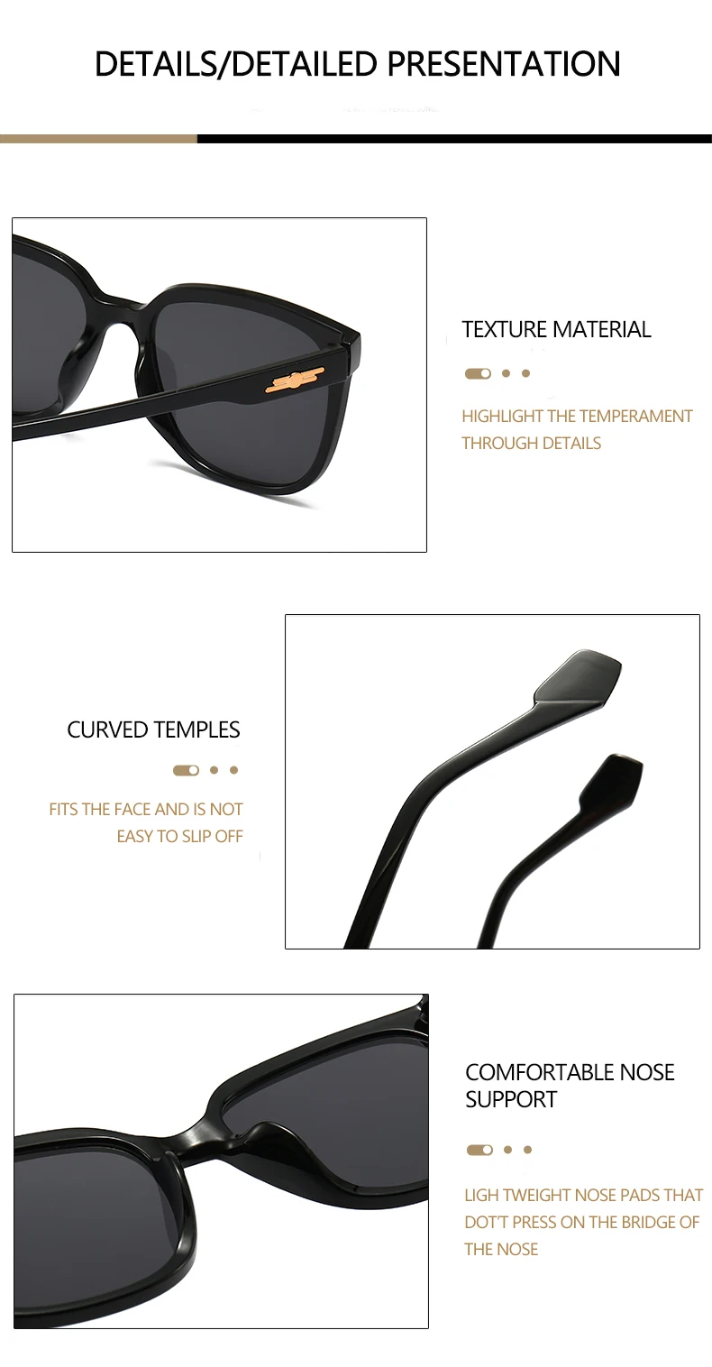 Übergroße Sonnenbrille im koreanischen Ins-Stil für Damen, UV400-Schutz, Gesichtsverschlankung, vielseitig einsetzbar und Sonnenschutz 5343 – Detail 16