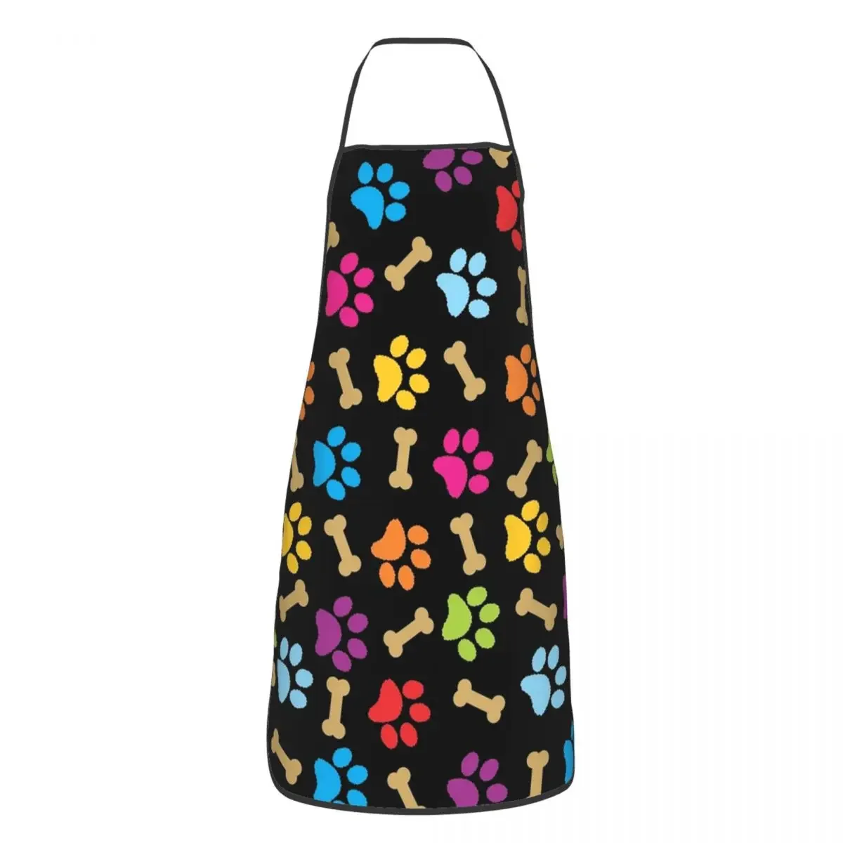 Colorful Dog Paw Print Pattern Apron for Women Men Unisex Bib Cooking Kitchen Tablier Cuisine Chef Gardening