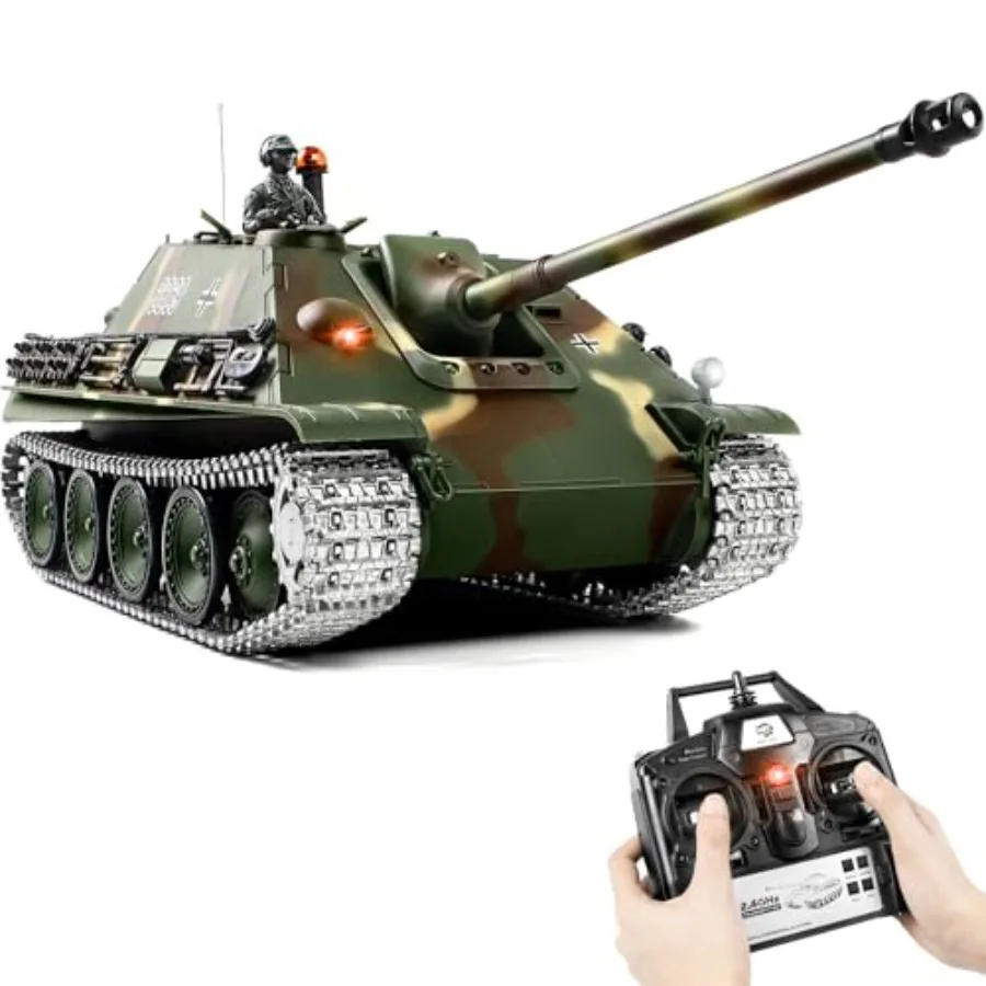 1/16 RC Panzer Heng Long Deutscher Jagdpanther Armee Spielzeug mit Rauch Sound Licht 2,4G Fernbedienung Panzer, der aufgerüstete Metall T schießt