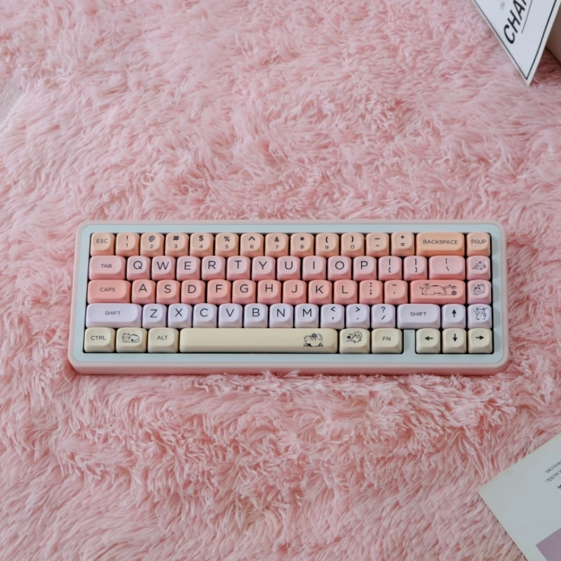 

132 Key Little Cat Key Cap PBT MOA Profile Double Shot Keycap Thermal Sublimation Mechanical Keyboard for Customization