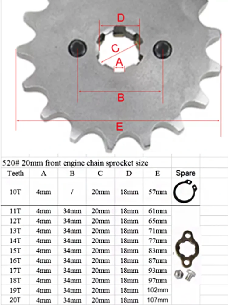 Front Engine 520 20mm 10T 11T 12T 13T 14T 15T 16T 18T 19T 20T Sprocket For Honda Lifan ZongShen YCF ATV Quad Dirt Pit Bike Buggy