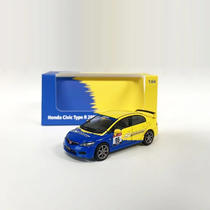 DCT 1:64 Model Car Civic Type-R FD2 Alloy Die-Cast Vehicle- Yellow Spoon No.95