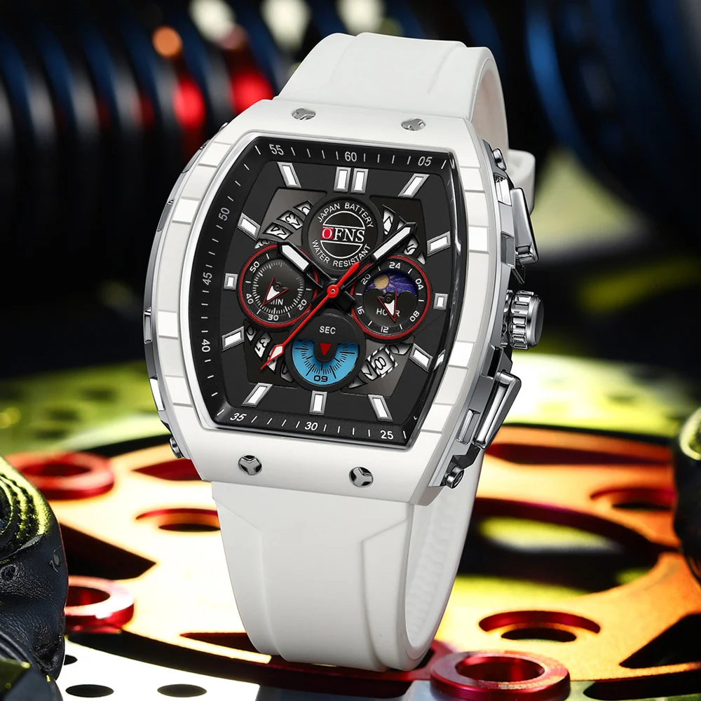 OFNS Sports Quartz Men's Casual Wristwatches with Chronograph Fashion Business Luxury Men's Watch Auto Date Clock Male