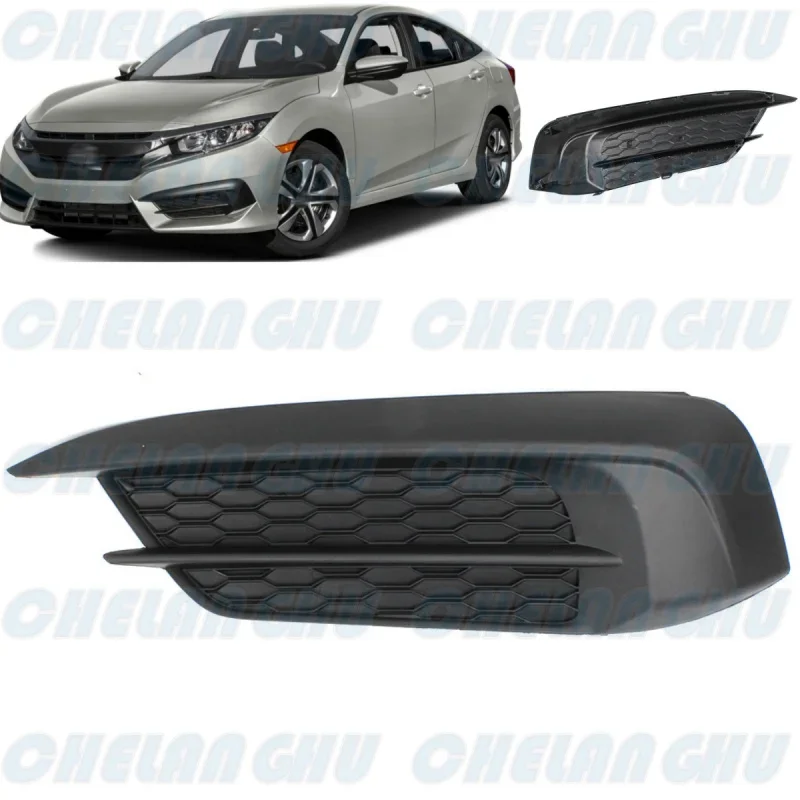 

For Honda 10th Civic FC1 Sedan / Coupe 2016 2017 2018 Left Side Front Bumper Fog Light Lamp Grille Cover 71108-TBA-A00