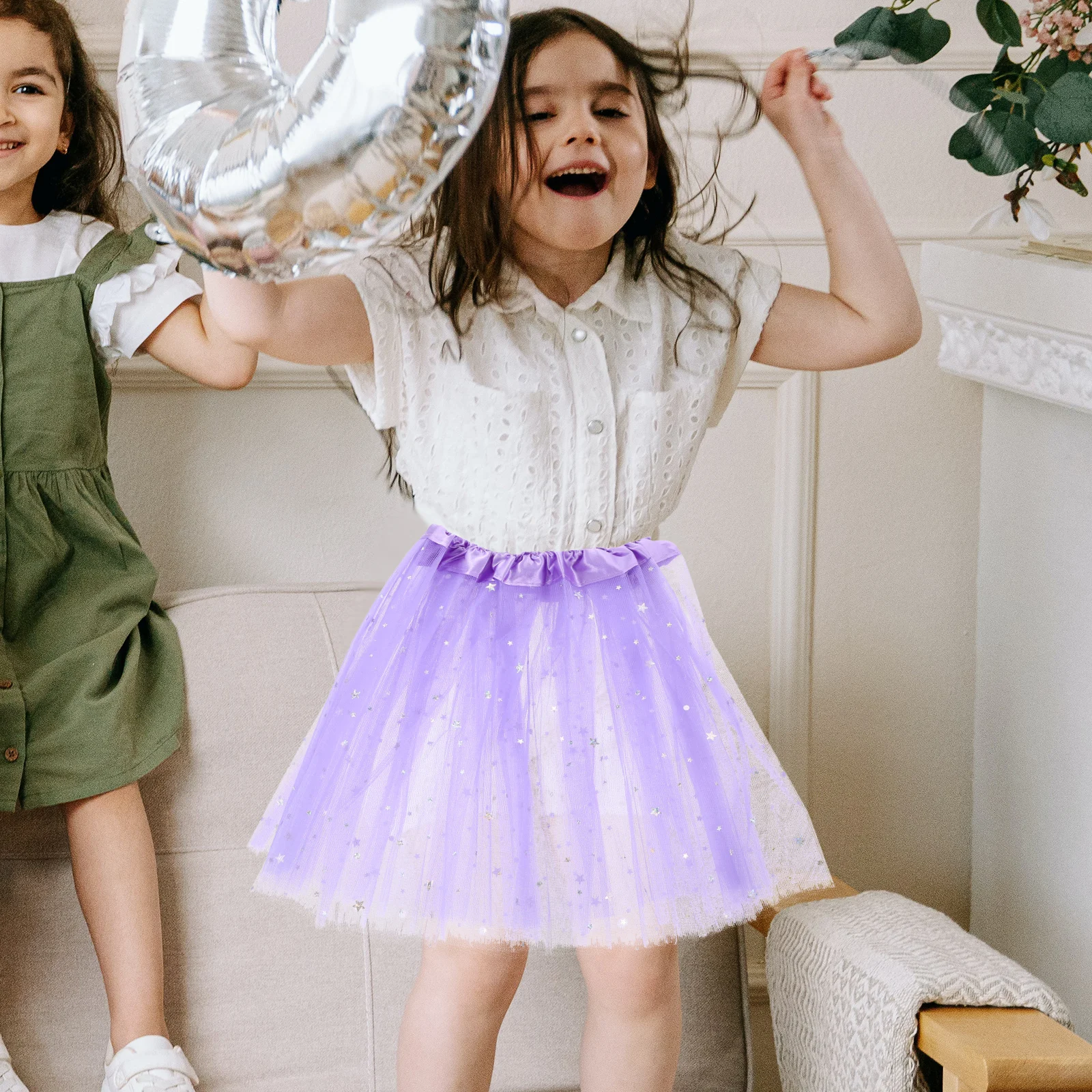 

Girls Sequin Tulle Tutu Skirt Purple Lightweight Soft Fabric Party Dress Up Toddler Costume Girls Tutu Skirt