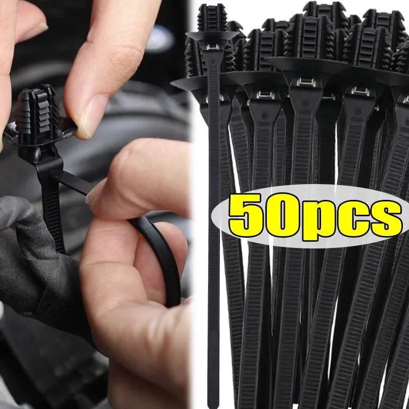 3~50pcs Car Wire Harnesses Self-Locking Zip Ties Push-Mount Cable Ties Nylon Straps for Wire and Cable Management Fasteners