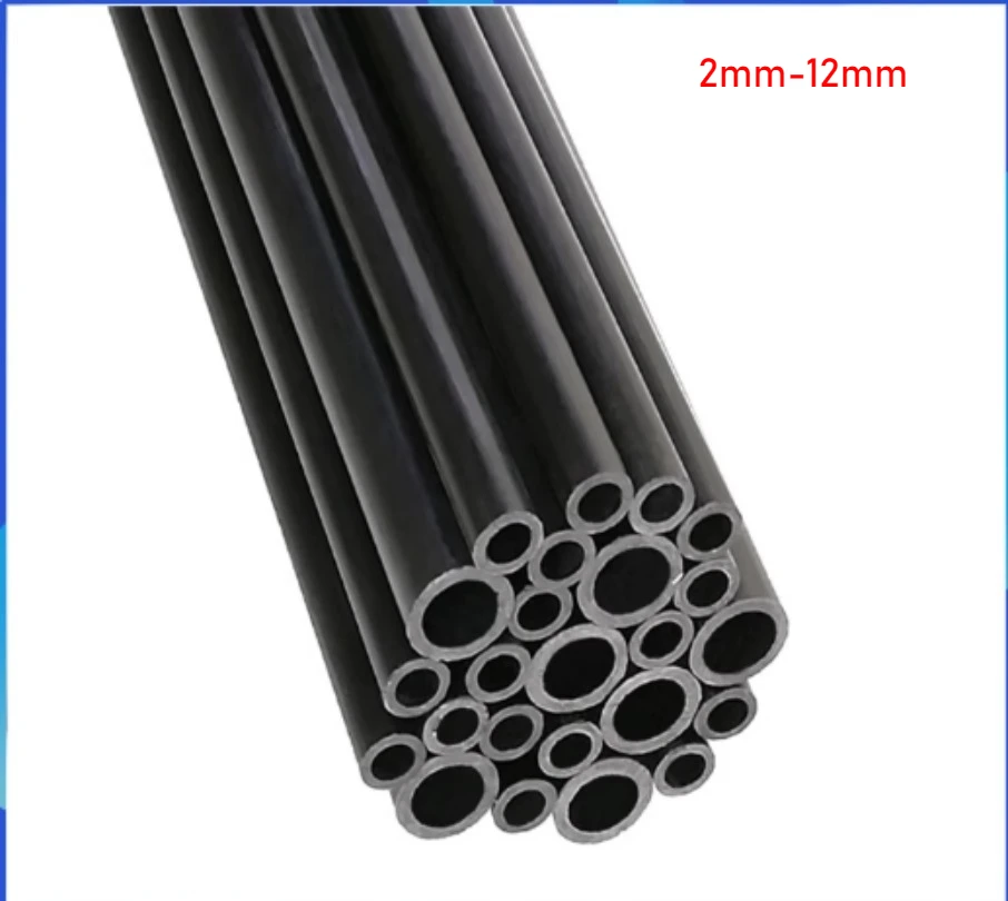 OD2mm to 12mm , 500mm length Round Pultruded Carbon Fiber Tube, carbon fibre pole