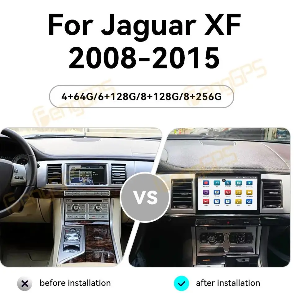 Android 14 Car Radio For Jaguar XF 2008-2015 Wireless CarPlay 8 Inch Smart Screen GPS Navigation Player Stereo 4G WIFI Head Unit