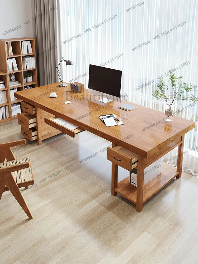2025 new solid wood computer desk, study desk
