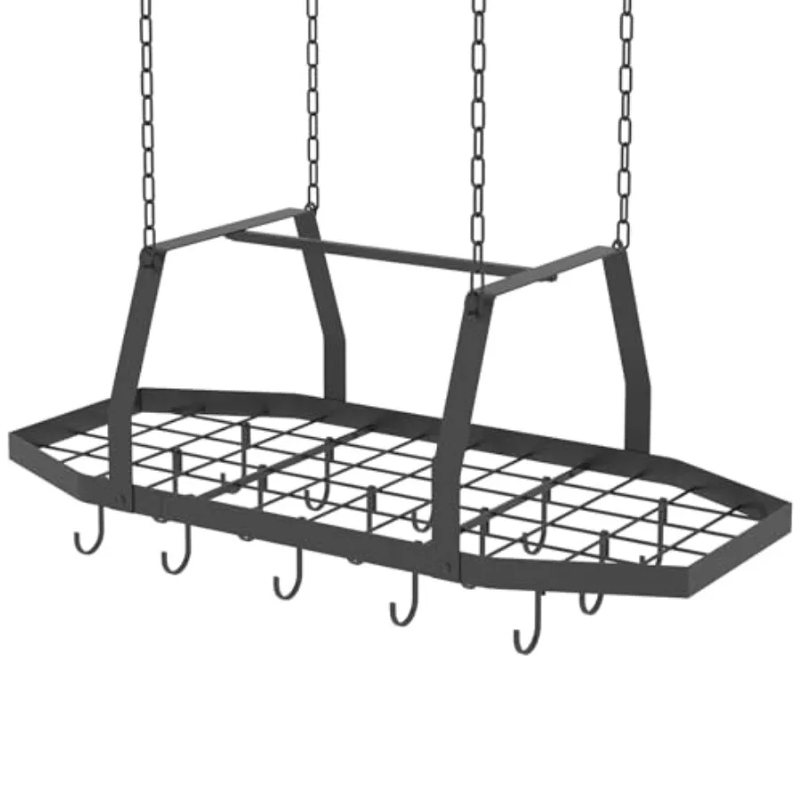 

Ceiling Pot Rack Hanging Pan Rack Hanging with 15 Hooks 34" Metal Hanging Pots and Pans Ceiling Mount Organizer Rack Pot and Pa